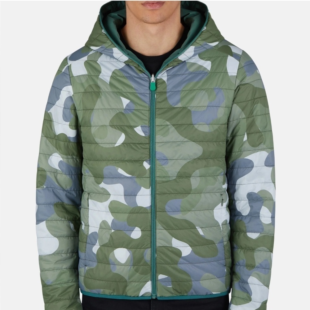 Save The Duck James Hooded Reversible Camo/Green Puffer Size 16Y